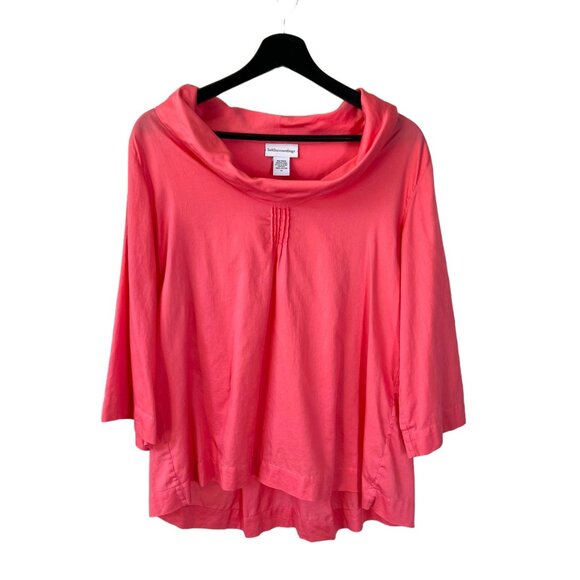 Soft Surroundings Coral Long Sleeve Cowl Neck Top Medium Petite - Picture 1 of 8
